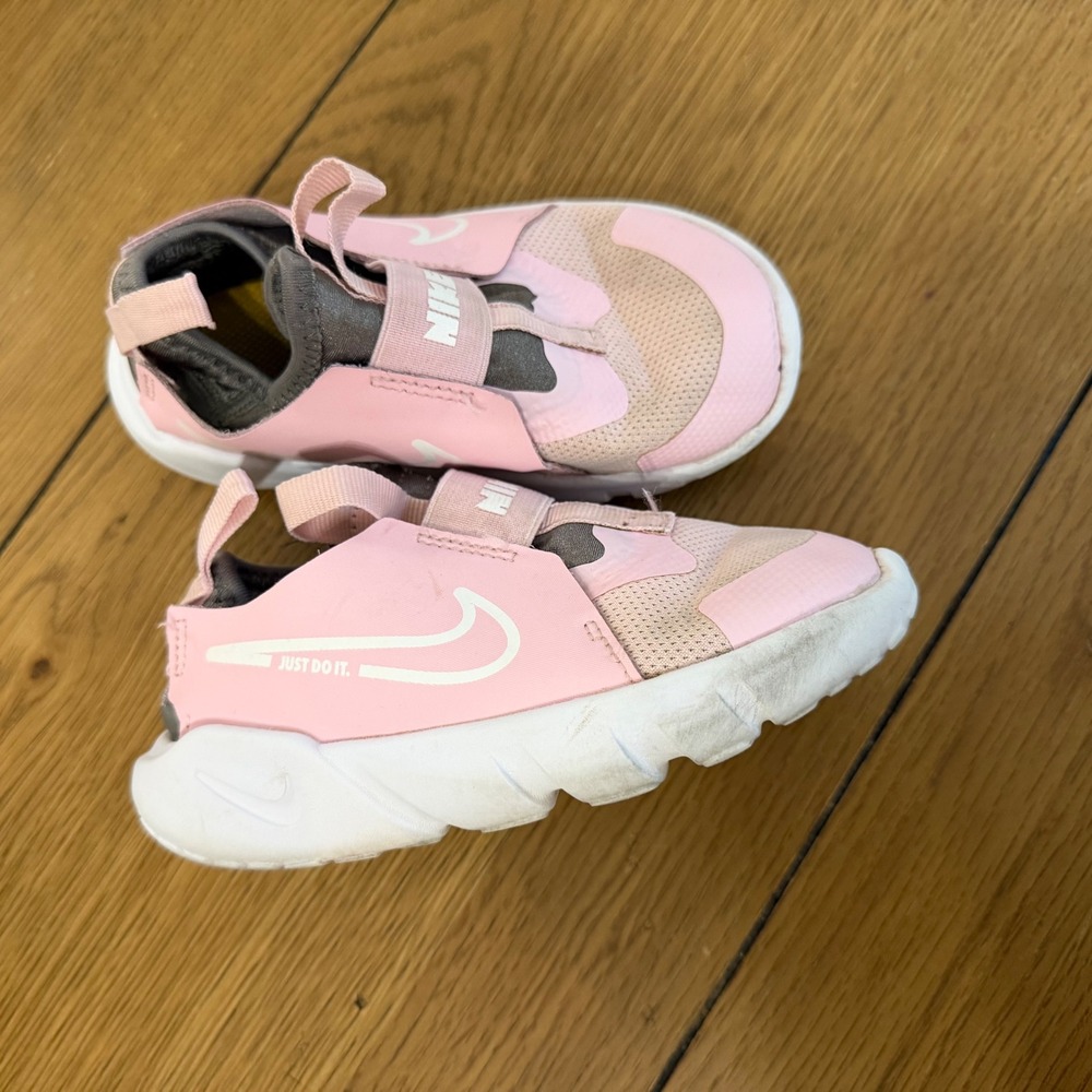 Nike Flex Runner 2 Pink Foam Grey Kids Slip On Sneakers Size 9C